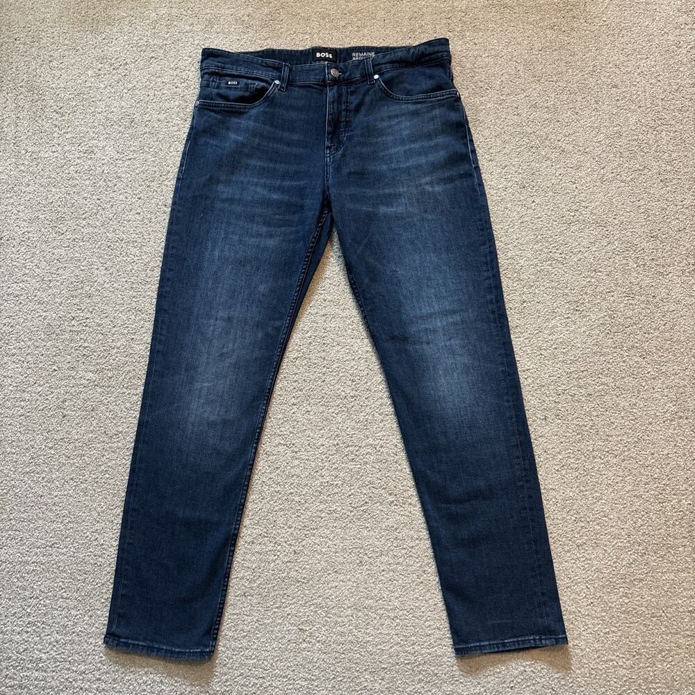 Hugo Boss Delaware Reg Fit Blue Dark Wash Soft Touch Stretch Jeans Size 33/32